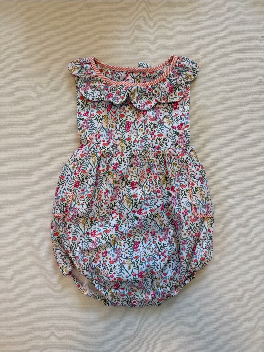 Floral Bubble Romper in Pink and Green from Sophie & Lucas (24m)